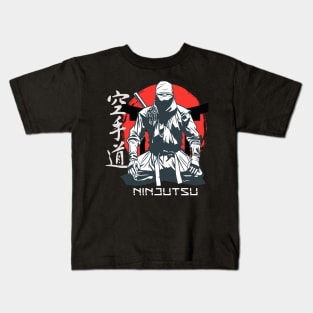 Ninjutsu Ninja Retro Vintage Samurai Warrior Kids T-Shirt